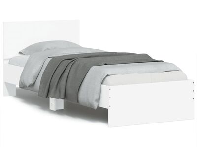 vidaXL voodiraam peatsi ja LED-tuledega,valge , 75x190 cm