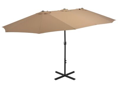 vidaXL päikesevari alumiiniumpostiga, 460 x 270 cm, pruunikas