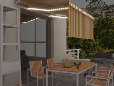 vidaXL sissetõmmatav varikatus rulooga&LED, 3x2,5 m, kollane/valge