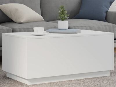 vidaXL LED-tuledega kohvilaud, valge, 90x50x40 cm