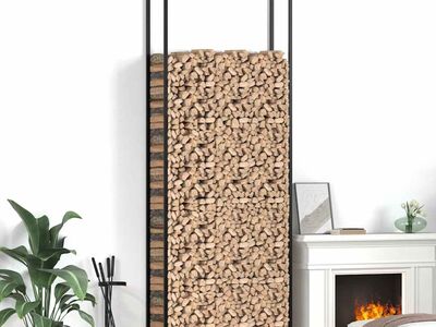 vidaXL küttepuude rest, mattmust, 110x28x312 cm, teras