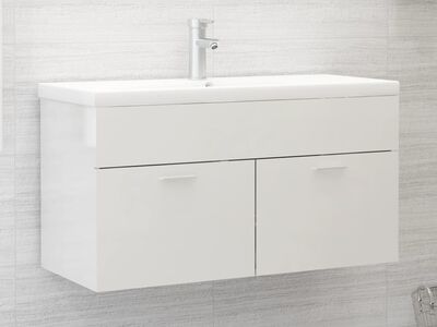 vidaXL valamukapp, kõrgläikega valge, 90x38,5x46 cm, tehispuit