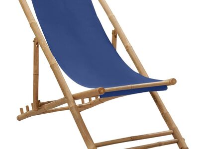 vidaXL bambusest ja lõuendist lamamistool, sügavsinine