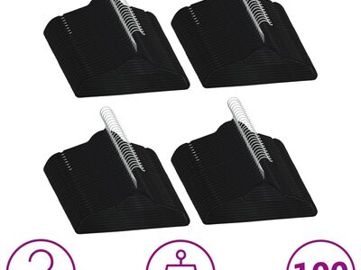 vidaXL 100 tk riidepuud, libisemiskindel, must, samet