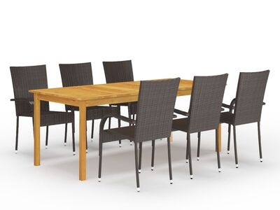 vidaXL 7-osaline aiamööbli komplekt, pruun