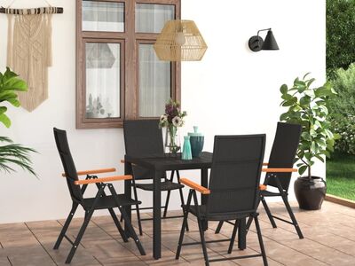 vidaXL 5-osaline aia söögimööbli komplekt, must ja pruun