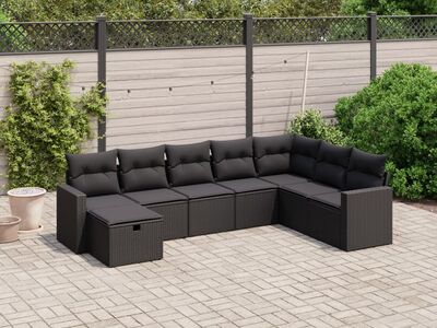 vidaXL 8-osaline aiadiivani komplekt patjadega, must, polürotang