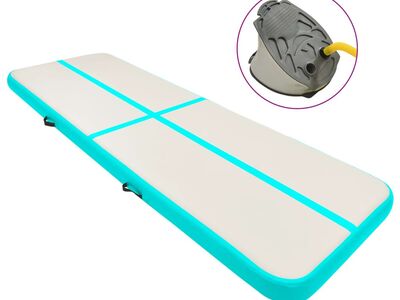 vidaXL täispumbatav võimlemismatt pumbaga 300x100x20 cm PVC roheline