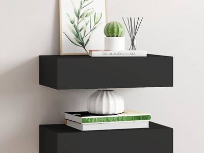 vidaXL sahtlitega seinariiulid, 2 tk, must, 40x23,5x10 cm MDF