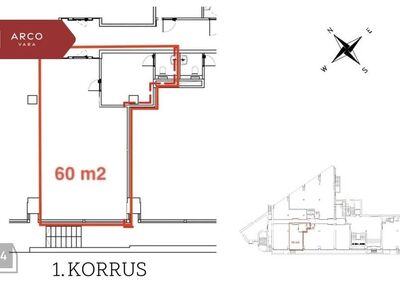 Vitriinakendega esimese korruse äripind Tallinna südalinnas
