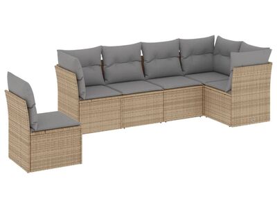 vidaXL 6-osaline aiadiivani komplekt patjadega, beež, polürotang