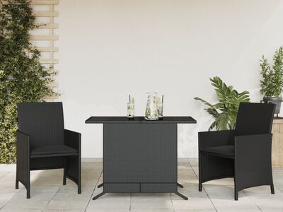 vidaXL 3-osaline bistrookomplekt patjadega, must, polürotang
