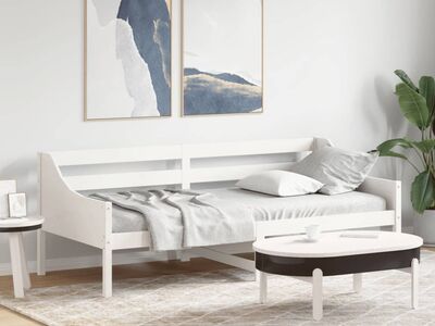vidaXL päevavoodi ilma madratsita, valge, 80 x 200 cm, männipuit