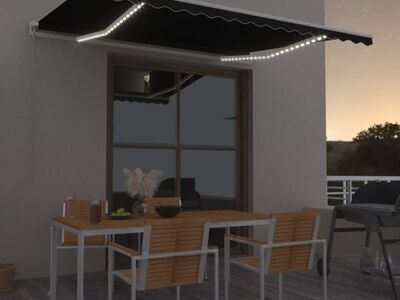vidaXL kokkupandav varikatus LEDiga, 400 x 350 cm, antratsiithall