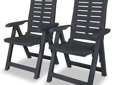 vidaXL allalastava seljatoega aiatoolid, 2 tk, plast, antratsiit