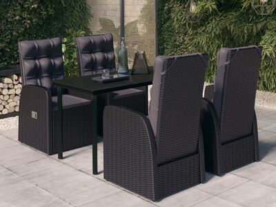 vidaXL 5-osaline aiamööbli komplekt patjadega, must