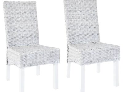 vidaXL söögitoolid 2 tk, helepruun, Kubu rotang ja mahagonipuit