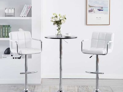 vidaXL baaripukid 2 tk, valge, kunstnahk