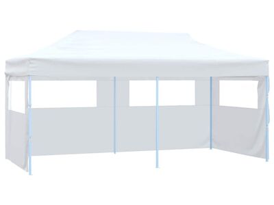 vidaXL professionaalne kokkupandav peotelk 4 seina 3 x 6 m teras valge