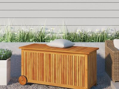 vidaXL ratastega aia hoiukast, 113 x 50 x 58 cm, akaatsiapuit