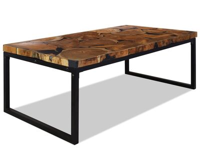 vidaXL kohvilaud tugevast tiigipuidust ja vaigust 110 x 60 x 40 cm