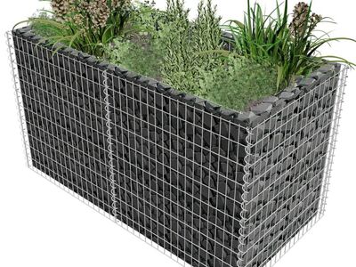 vidaXL gabioon-taimelava, teras 180 x 90 x 100 cm, hõbedane