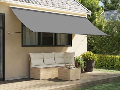 vidaXL sissetõmmatav varikatus antratsiithall, 400x150cm, kangas/teras