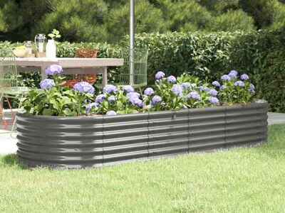 vidaXL aia taimelava, galvaniseeritud teras, 224x80x36 cm, hall