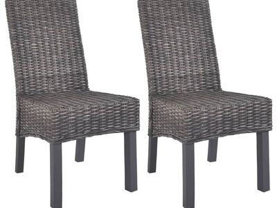 vidaXL söögitoolid 2 tk, pruun, Kubu rotang ja mahagonipuit