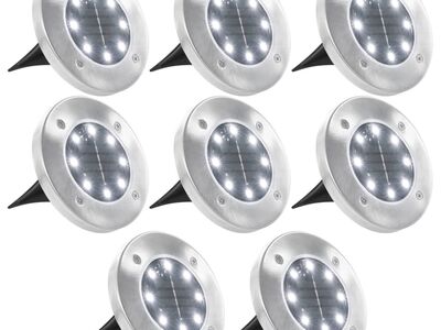 vidaXL päikesepatareidega maapinnavalgustid, 8 tk LED-tuled, valge