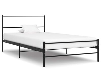 vidaXL voodiraam must metallist 90 x 200 cm