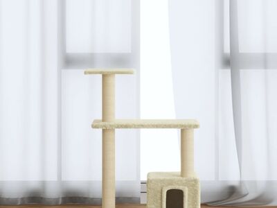 vidaXL kassimaja sisalköitega kraapimispuudega, kreemjas, 70 cm