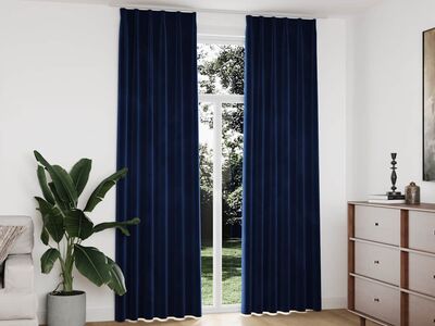 vidaXL pimendavad kardinad 2 tk konksud, samet, tumesinine, 140x245 cm