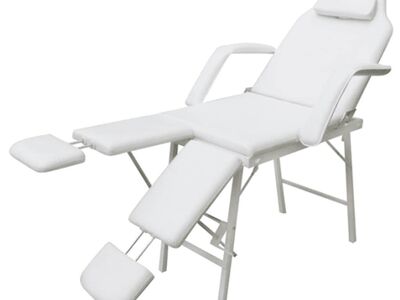 vidaXL kaasaskantav näohooldustool kunstnahk 185 x 78 x 76 cm valge