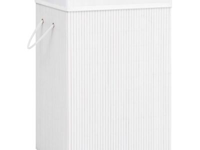 vidaXL bambusest pesukorv 2 sektsiooniga, valge 72 l