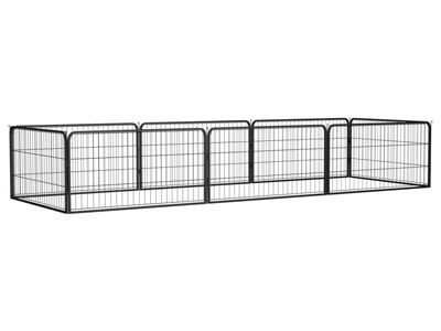 vidaXL 8 paneeliga koera mänguaed must 100x50 cm pulbervärvitud teras