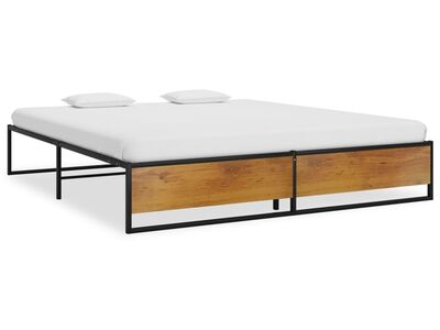 vidaXL voodiraam, must, metallist, 140 x 200 cm