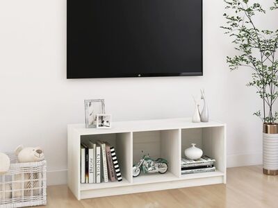 vidaXL telerikapp, valge, 104x33x41 cm, täismännipuit