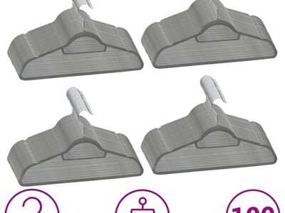 vidaXL 100 tk riidepuud, libisemiskindel, hall, samet