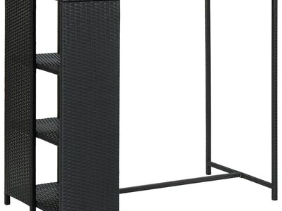 vidaXL baarilaud hoiuriiuliga, must, 120x60x110 cm, polürotang