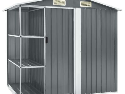 vidaXL aiakuur riiulitega hall 205 x 130 x 183 cm, raud