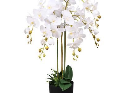 vidaXL kunstorhidee potiga 75 cm, valge