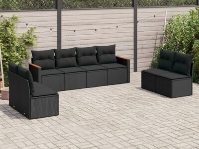 vidaXL 8-osaline aiadiivani komplekt patjadega, must, polürotang