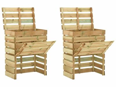 vidaXL liistudega kompostikast, 2 tk, 80x50x100 cm immutatud männipuit