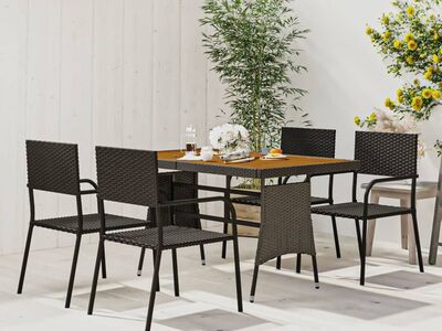 vidaXL 5-osaline aiamööblikomplekt, polürotang, must