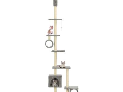 vidaXL sisalköitega kraapimispuuga kassimaja 260 cm, hall