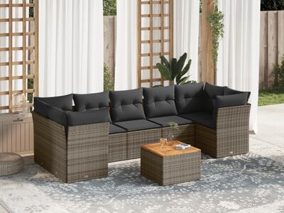 vidaXL 8-osaline aiadiivani komplekt patjadega, hall, polürotang