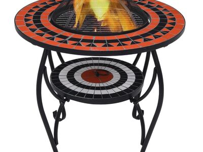 vidaXL mosaiikne tuleasemega laud terrakota ja valge 68 cm keraamiline