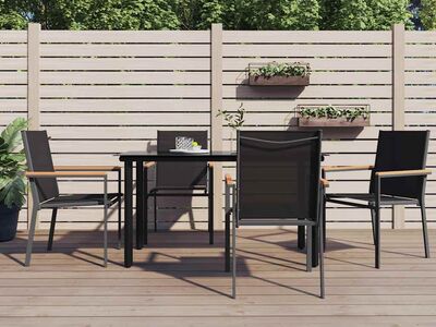 vidaXL aiatoolid 4 tk, must, 55 x 61,5 x 90 cm, tekstileen ja teras