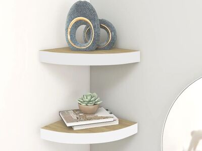 vidaXL nurgariiulid 2 tk, tamm ja valge, 25 x 25 x 3,8 MDF